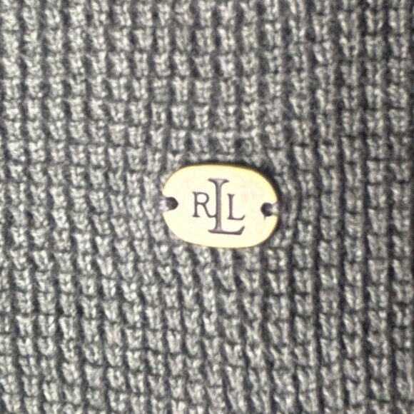 Ralph Lauren - Thermal Knit Gray Hoodie Sweatshirt - 100% Cotton (Size: M) - Picture 5 of 7